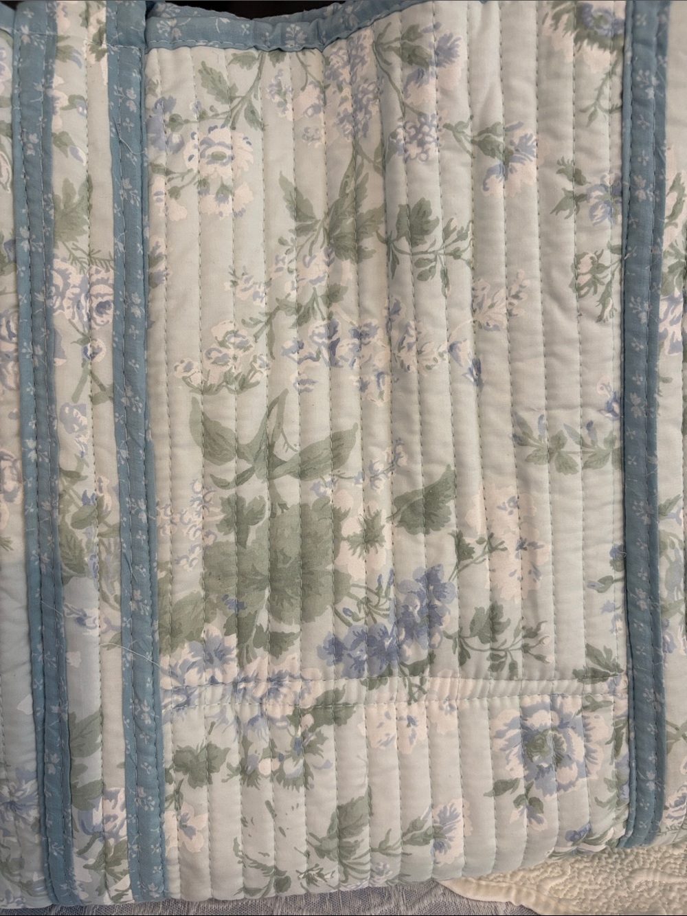 Laura Ashley Serene Dream Sage Quilted Floral Canvas Tote Bag - Picture 5 of 7